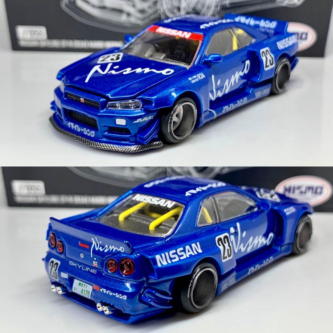 ミニGT 1/64 日産 スカイライン BNR34 街道ハウス Nismo 青