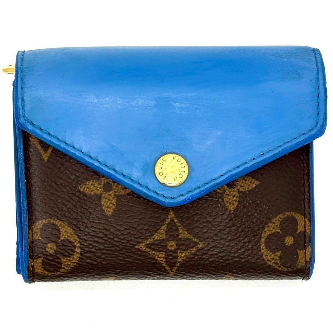 ベ*ー様 鮮やかブルー✨　ルイヴィトン　ポルトフォイユ ゾエ 三つ折り財布 モノ