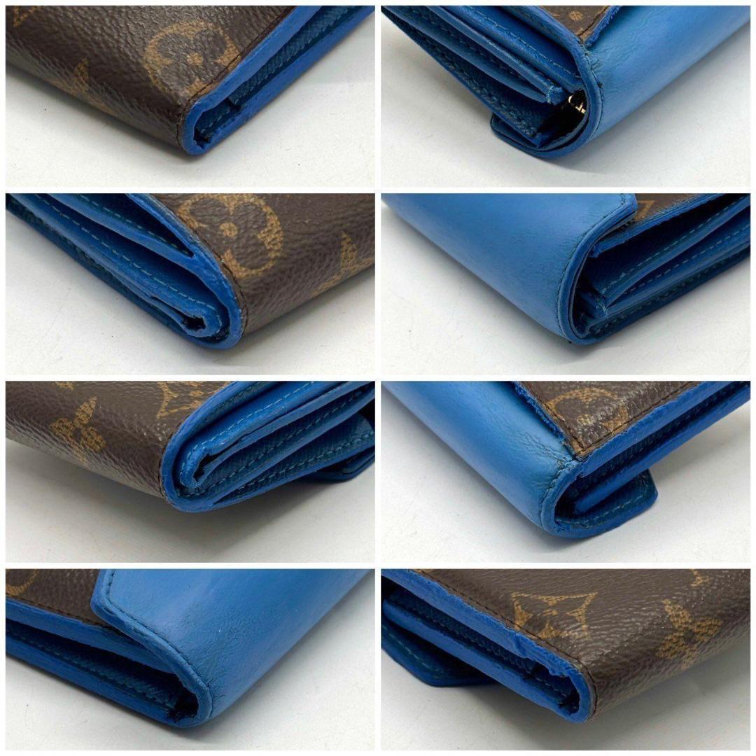 ベ*ー様 鮮やかブルー✨　ルイヴィトン　ポルトフォイユ ゾエ 三つ折り財布 モノ