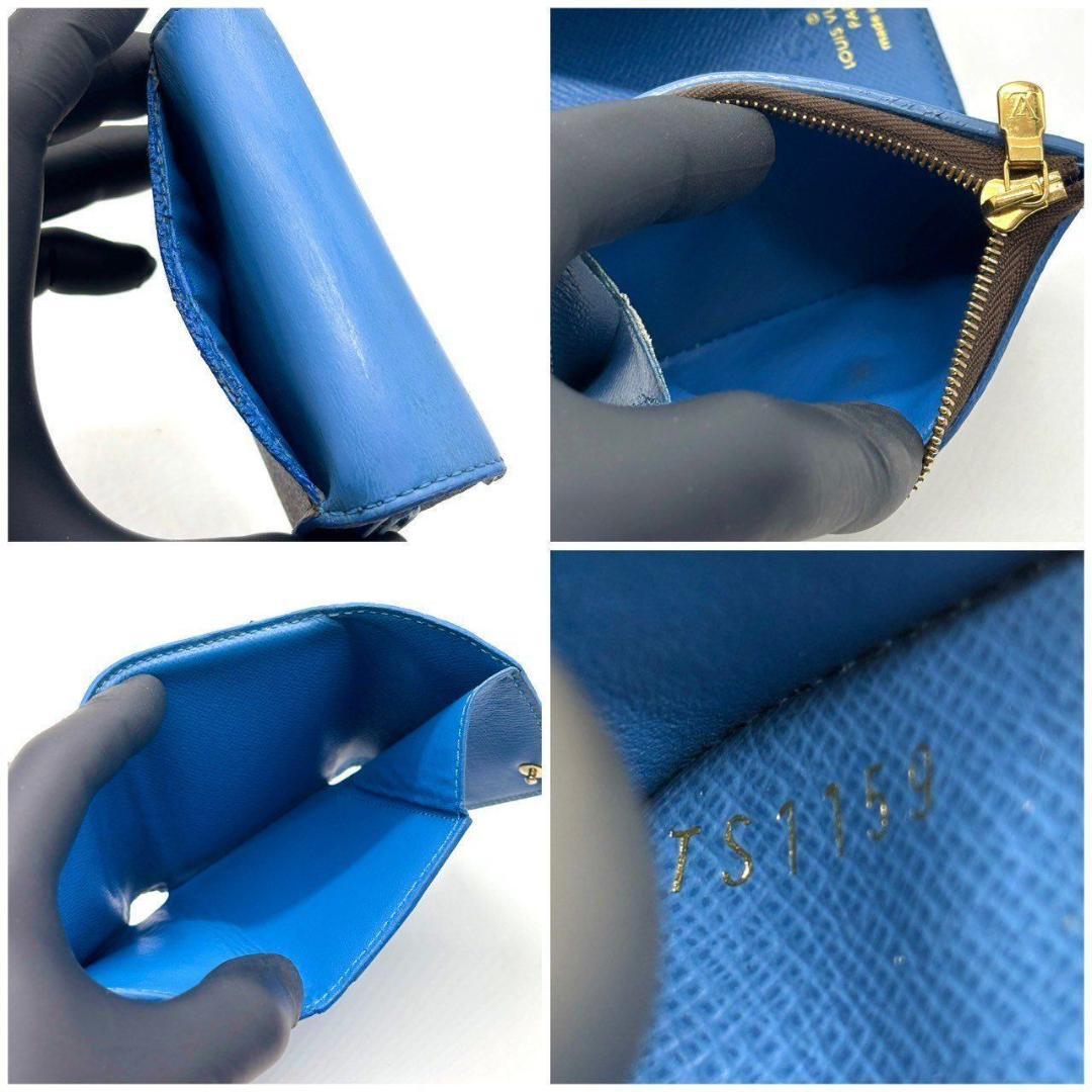ベ*ー様 鮮やかブルー✨　ルイヴィトン　ポルトフォイユ ゾエ 三つ折り財布 モノ