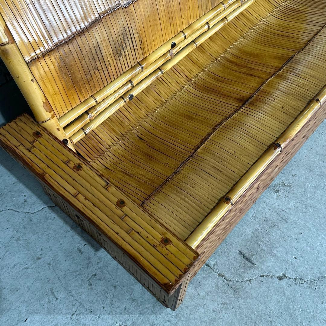 ✿伝統工芸✿ 和風竹家具 “梅里竹芸” 3人掛けソファ アジアン家具　長椅子