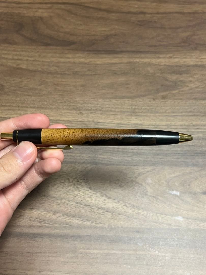 新品未使用 野原工芸 黒柿 ボールペン ゴールド