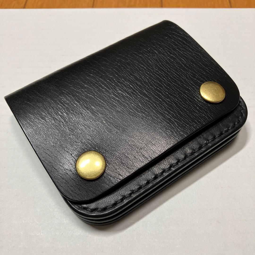 [ハンドメイド]ミニトラッカーウォレット栃木サドルオイルレザー小銭入れホック付き