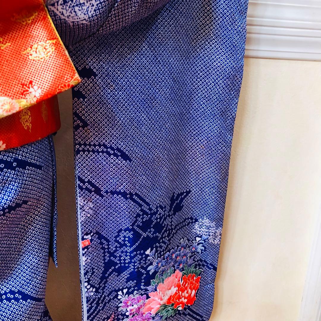 七五三7歳‼️豪華絞り柄風御所車牡丹花々金糸刺繍煌びやか全てついてる完全フルセット