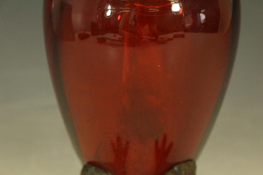 16世紀 フランス 赤ガラス 鷲 酒瓶高23.5cmアンティーク (RC975)