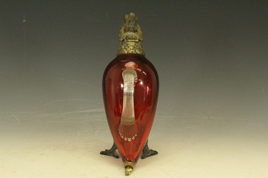 16世紀 フランス 赤ガラス 鷲 酒瓶高23.5cmアンティーク (RC975)