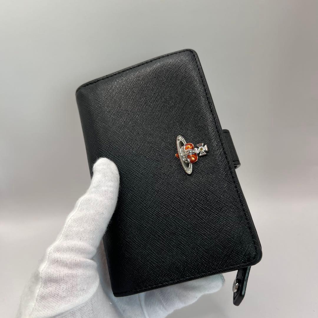 vivienne westwood 二つ折り財布　ディアマンテ　ハート　ブラック