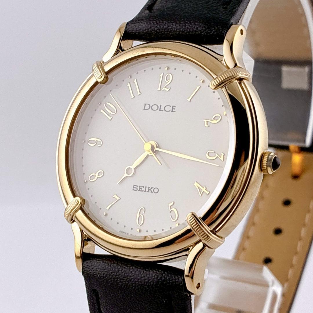 【美品/希少/電池交換済】SEIKO　DOLCE　腕時計　新品ベルト　ゴールド