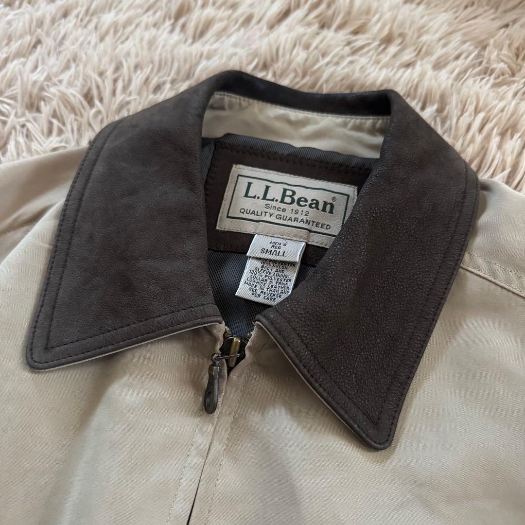 L.L.Bean　エルエルビーン　襟レザースウィングトップ　ベージュ　A-2