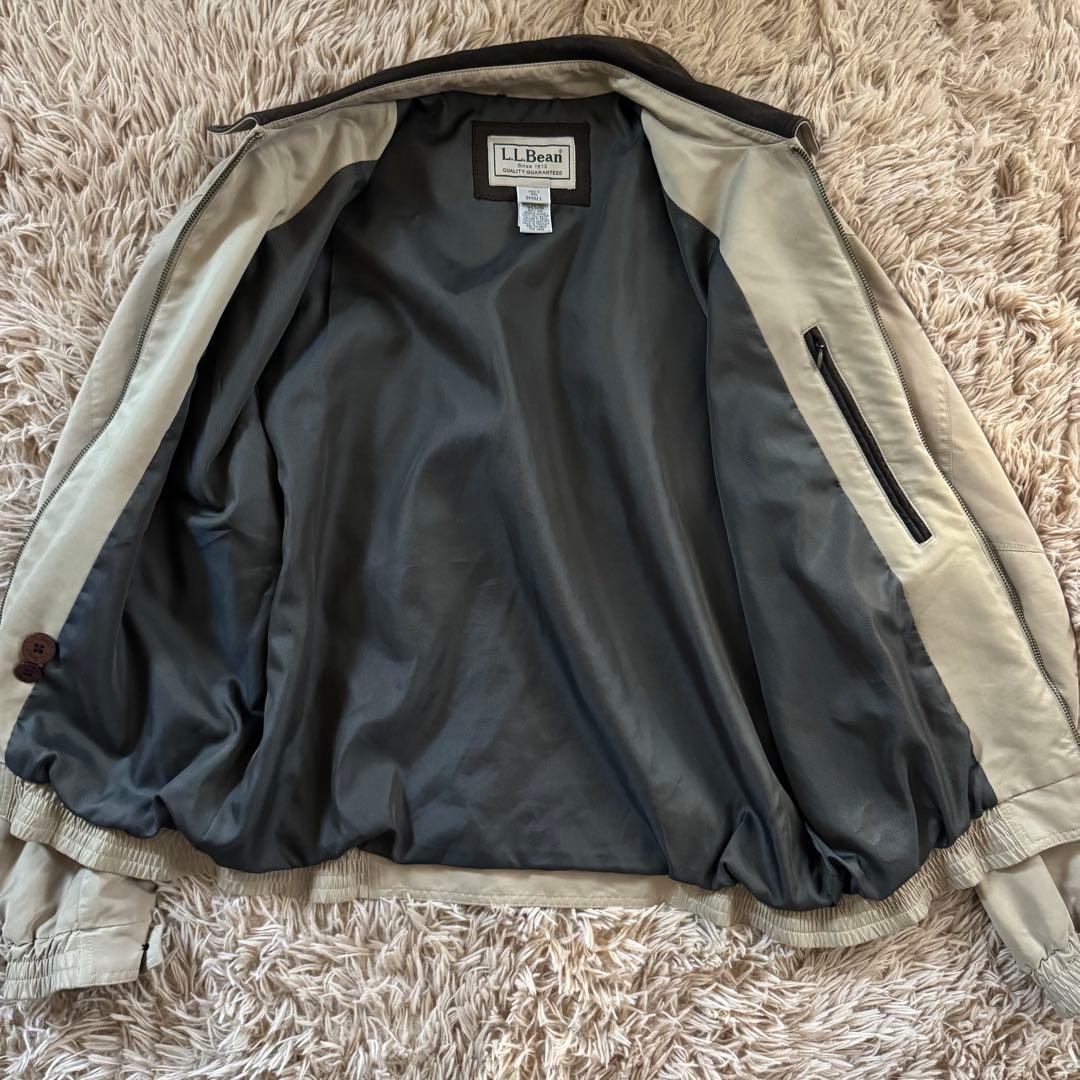 L.L.Bean　エルエルビーン　襟レザースウィングトップ　ベージュ　A-2