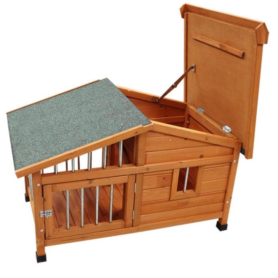 犬用木製ハウス 傾斜屋根 105cm