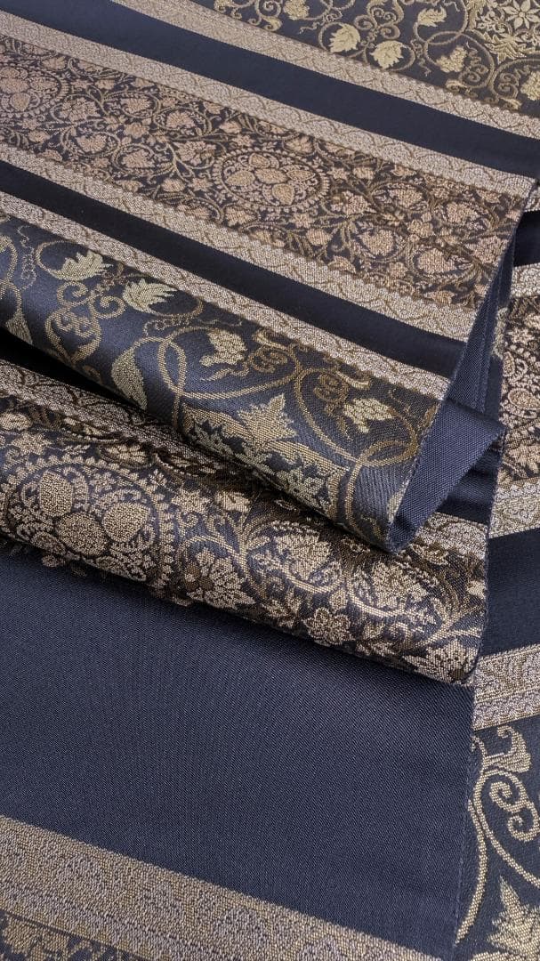 帯３箔清兵衛　草木染　正倉院間道裂織　袋帯　グレー系　未使用品　長さ４３８ｃｍ