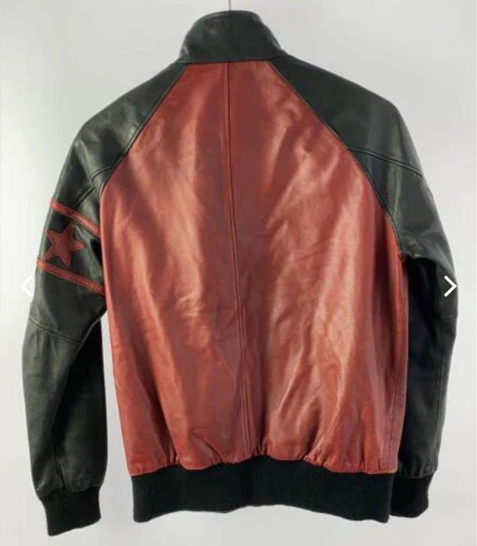 【Schott】羊革 シングル ライダース 裏地総柄 バイカラー sizeM