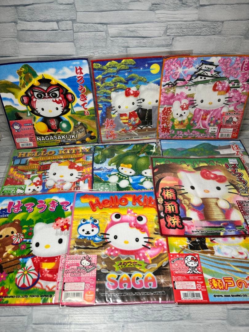 56枚セット ご当地 ハローキティ プチタオル セット ハンカチ ミニタオル