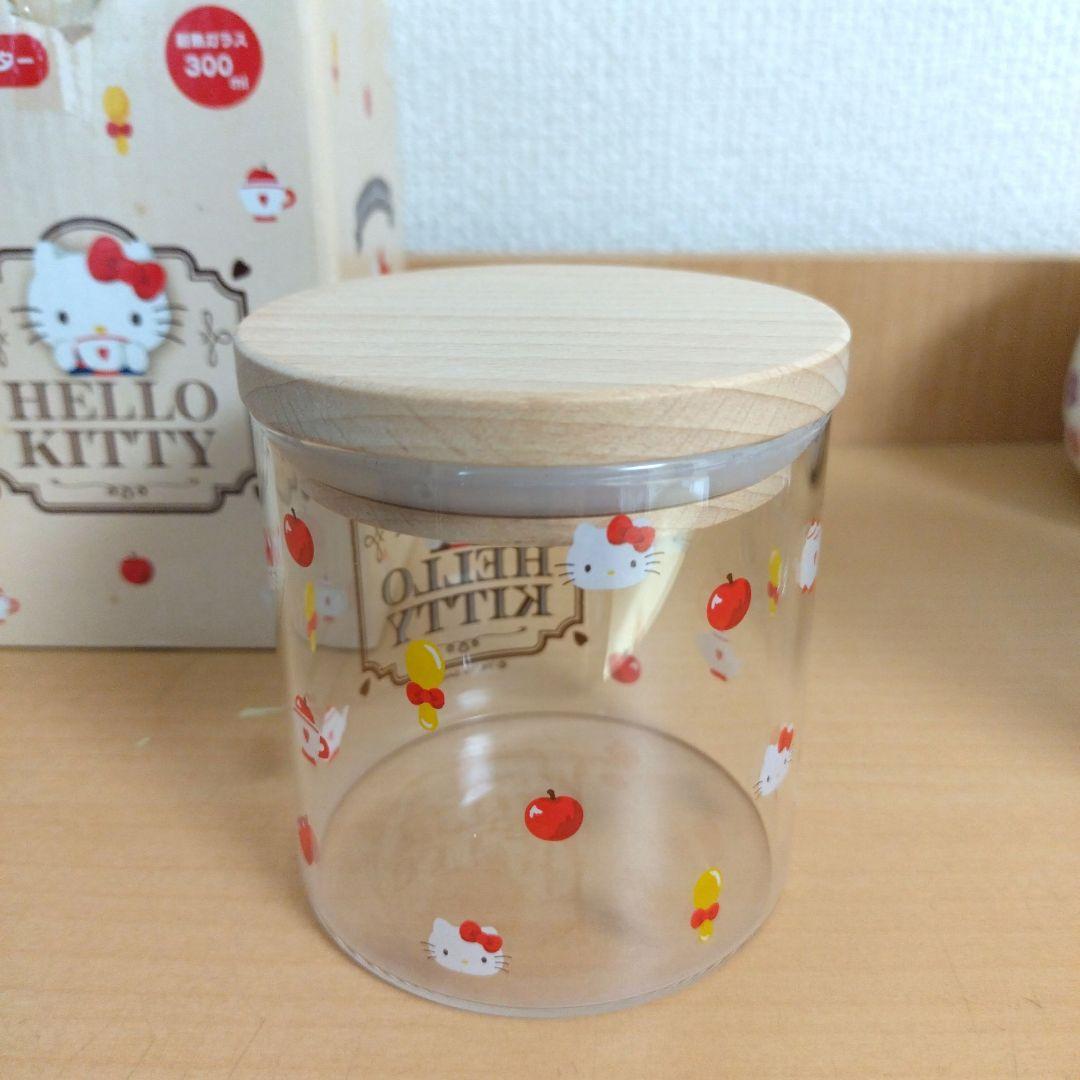 ハローキティ 陶製キャンディポット ガラスキャニスター ガラスポット 3個セット