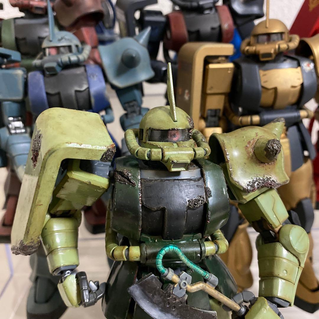 MG 1/100　ザク　ウェザリング強　11体まとめ ダメージ加工 塗装完成品