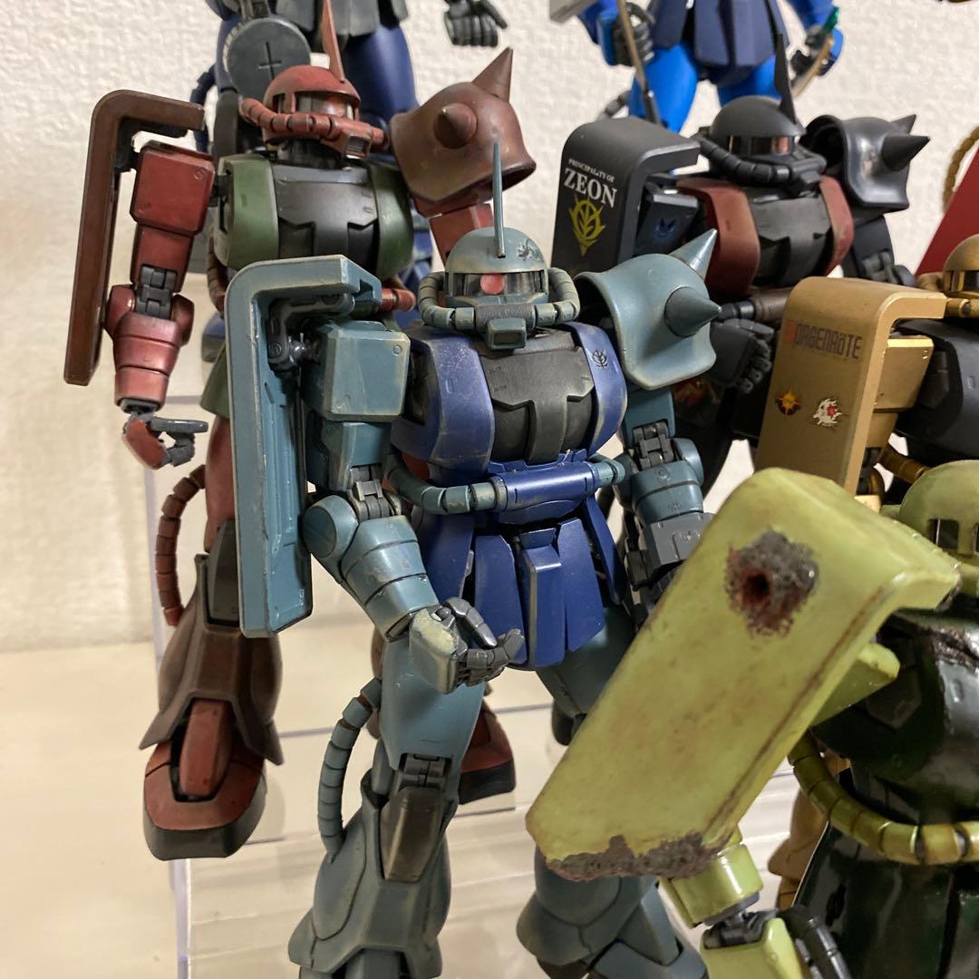 MG 1/100　ザク　ウェザリング強　11体まとめ ダメージ加工 塗装完成品