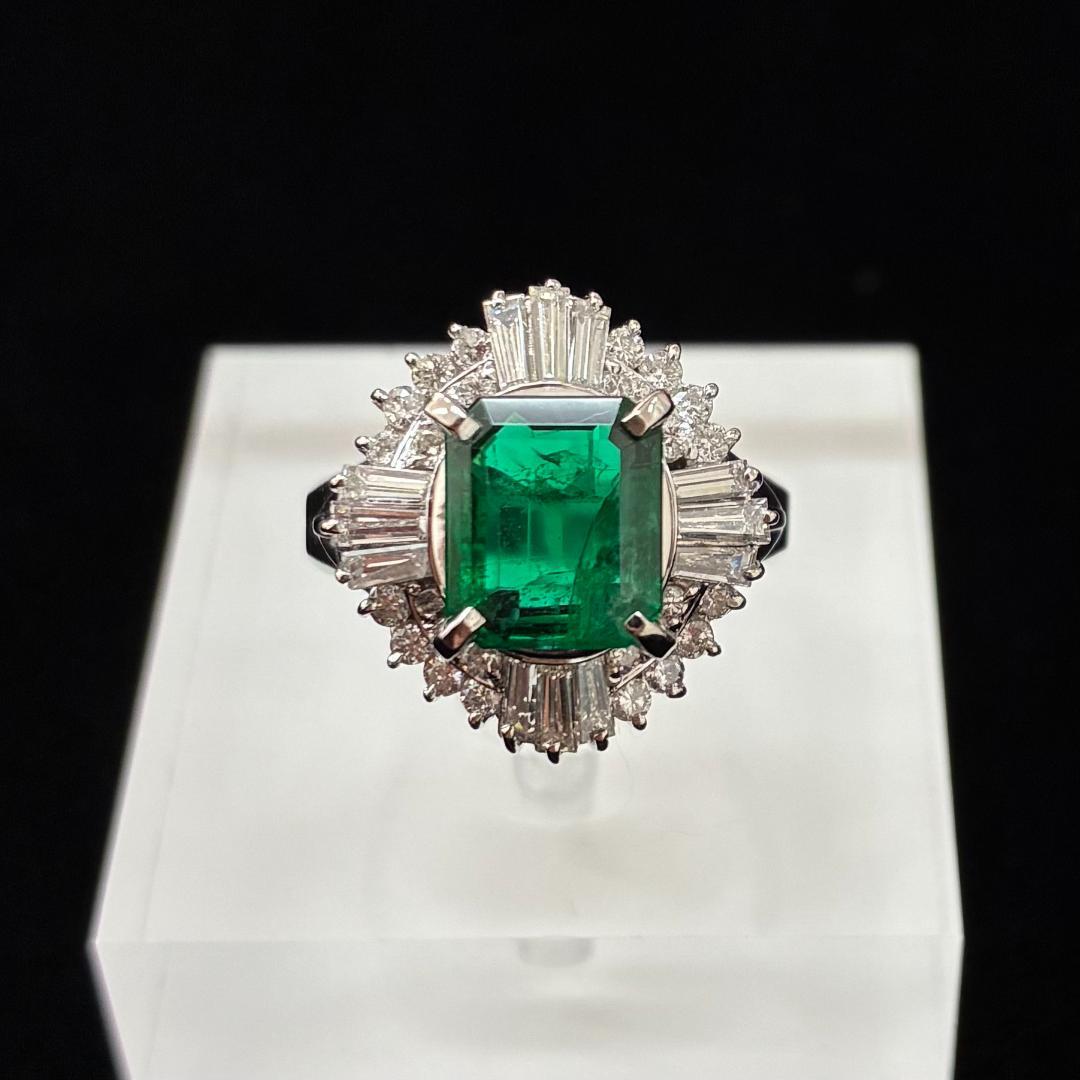 Pt900 エメラルド1.74ct ダイヤ リング 鑑別書付 #11