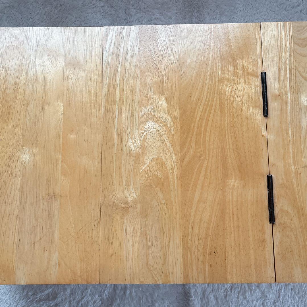 折り畳み】文机　机　座卓　作業台　花台　木製　ナチュラル 引き出し付き