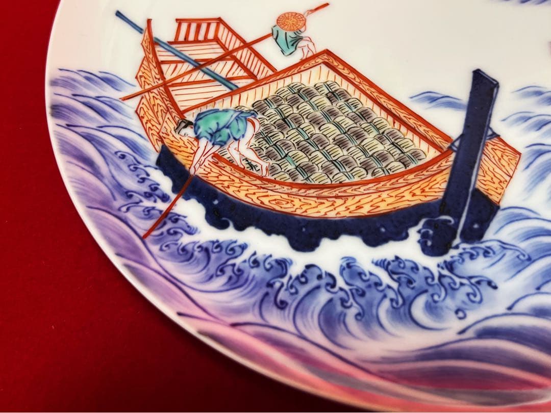 古美術 富嶽三十六景 武陽佃島　今右衛門作 飾り皿　木箱付き コレクション