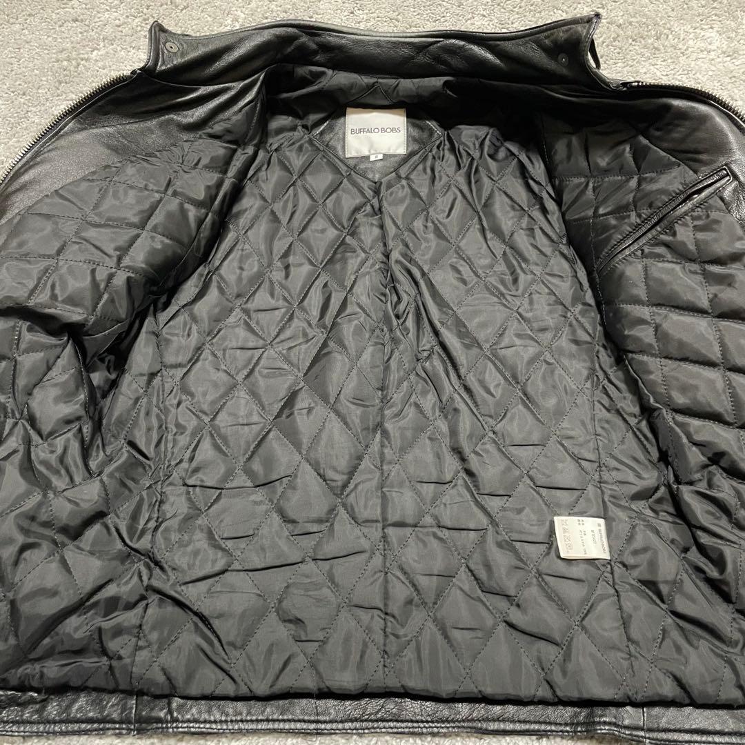 【BUFFALOBOBS】ブラックレザー シングルライダース　羊革　サイズ3