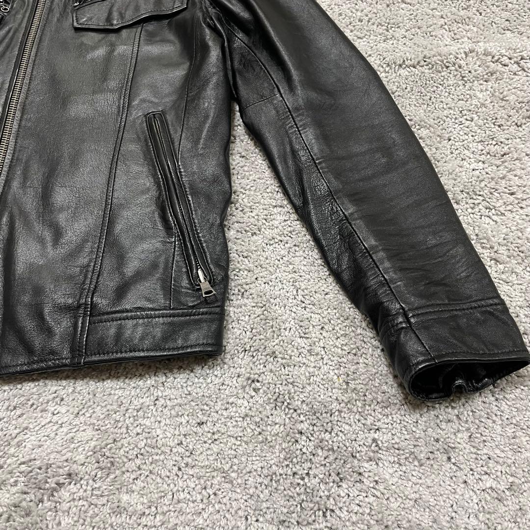 【BUFFALOBOBS】ブラックレザー シングルライダース　羊革　サイズ3