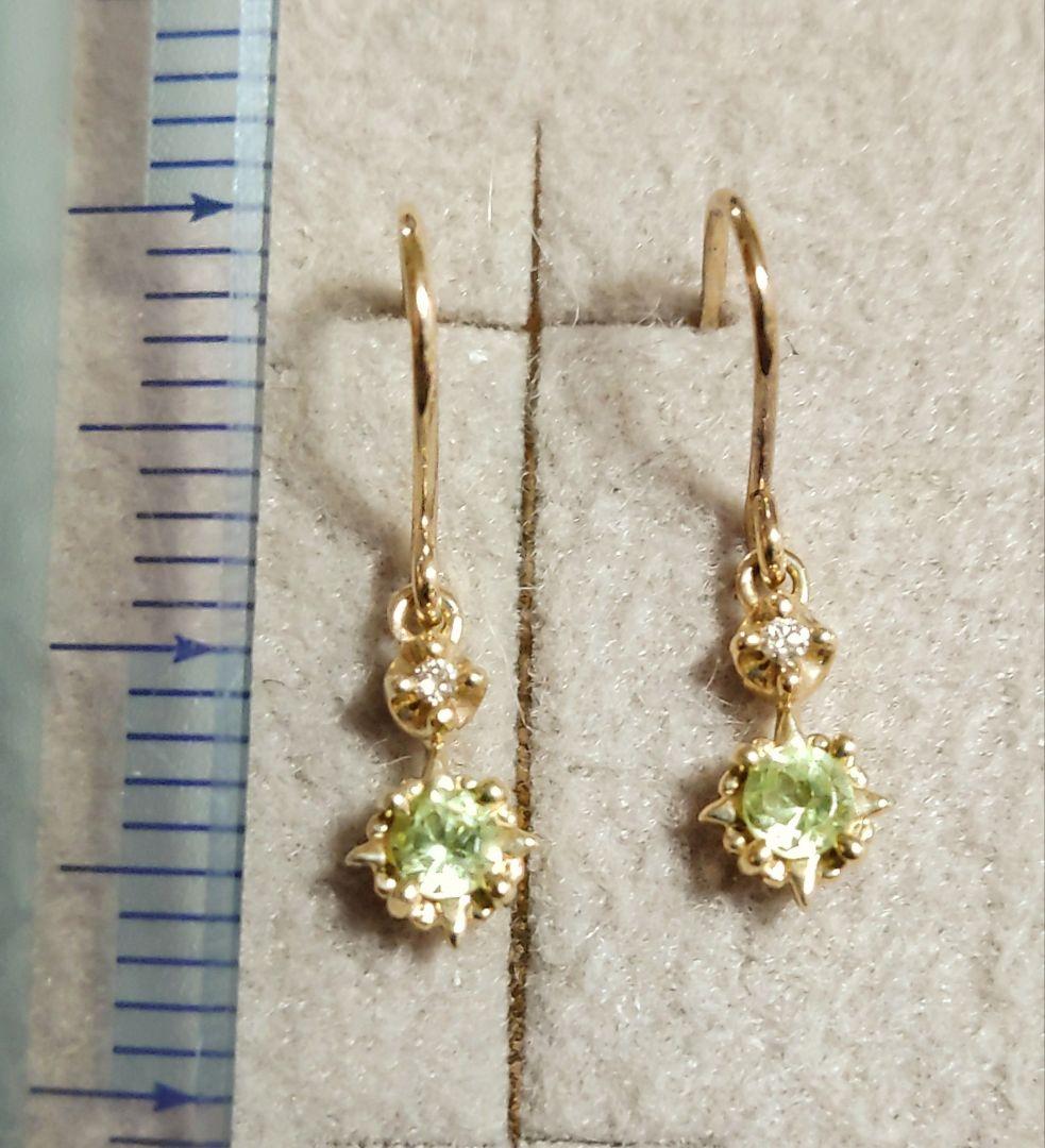4℃　k10金 ピアス　ダイヤモンド　ペリドット