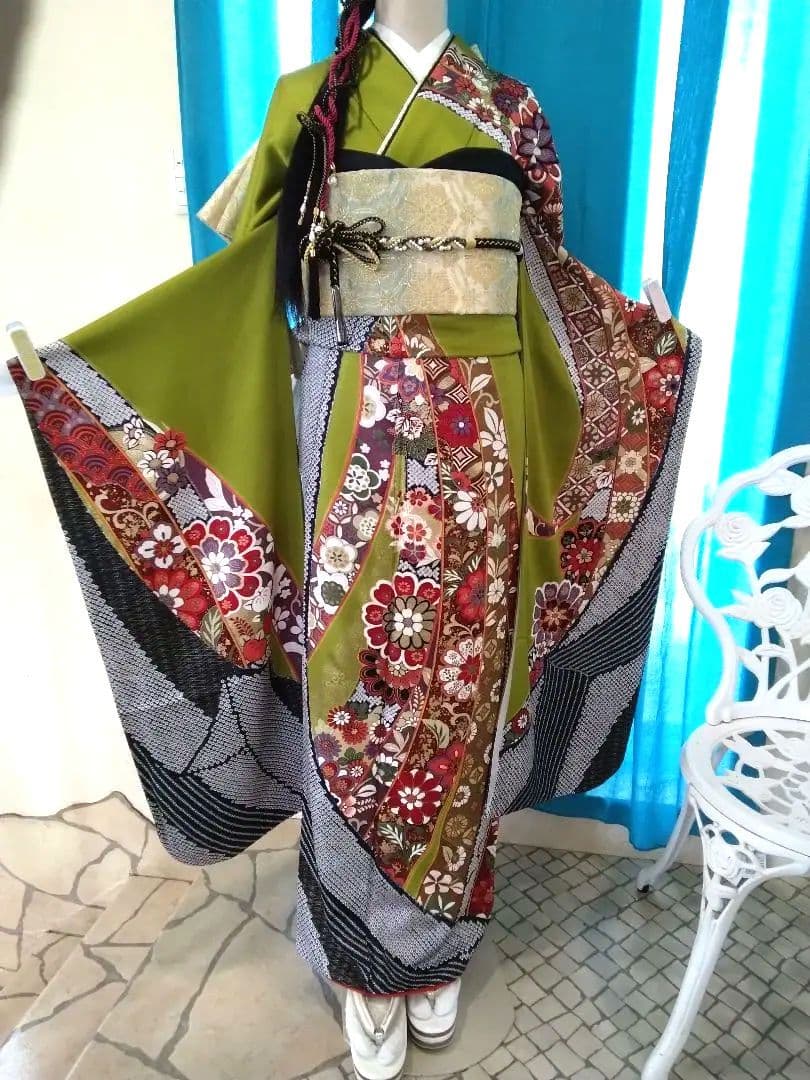 振袖フルセット、正絹、成人式、重ね衿、帯揚げ帯締め、西陣袋帯、襦袢