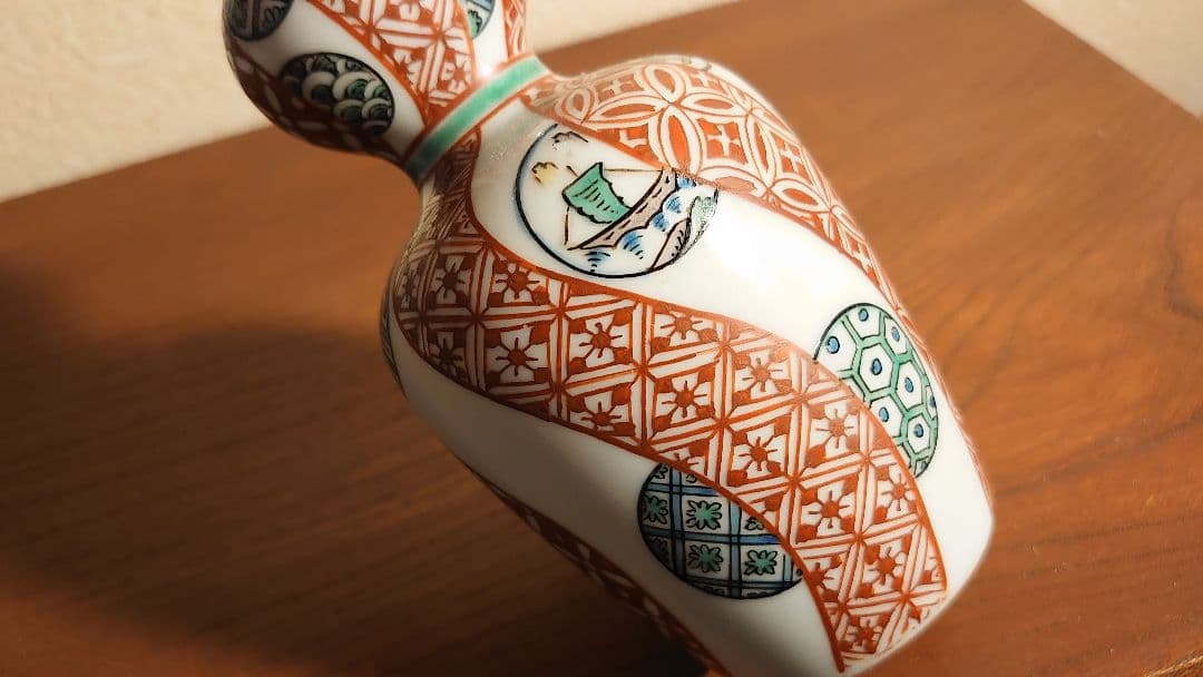 古九谷　九谷焼　赤絵　江戸期　徳利　花入　蔵出し　1客