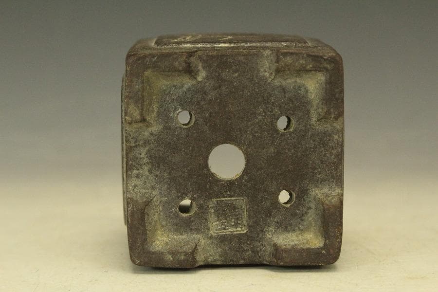 中国美術 紫泥 四方 花盆 葛明祥造 在印 植木鉢(HA513)