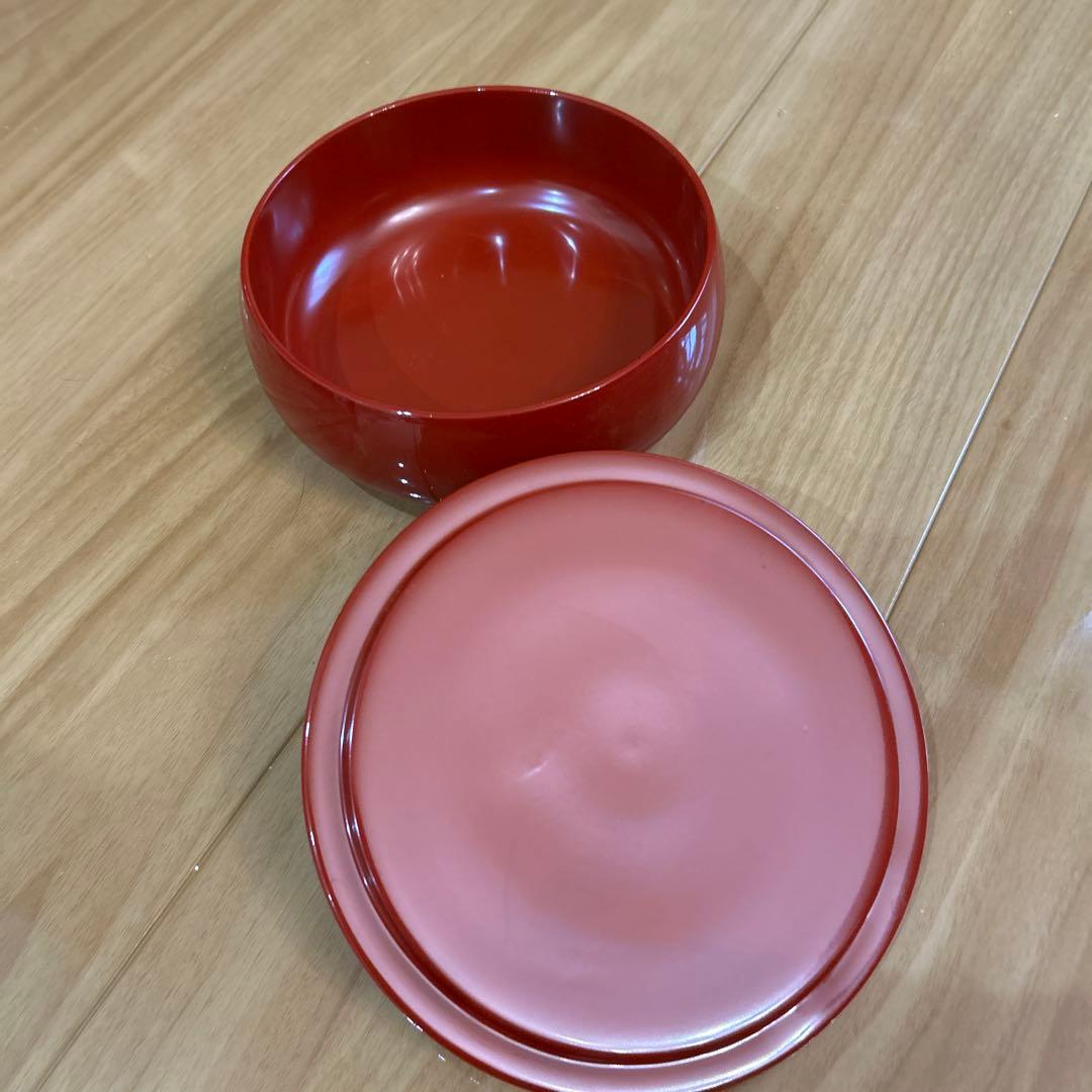 琉球漆器　松竹梅　丸型菓子器