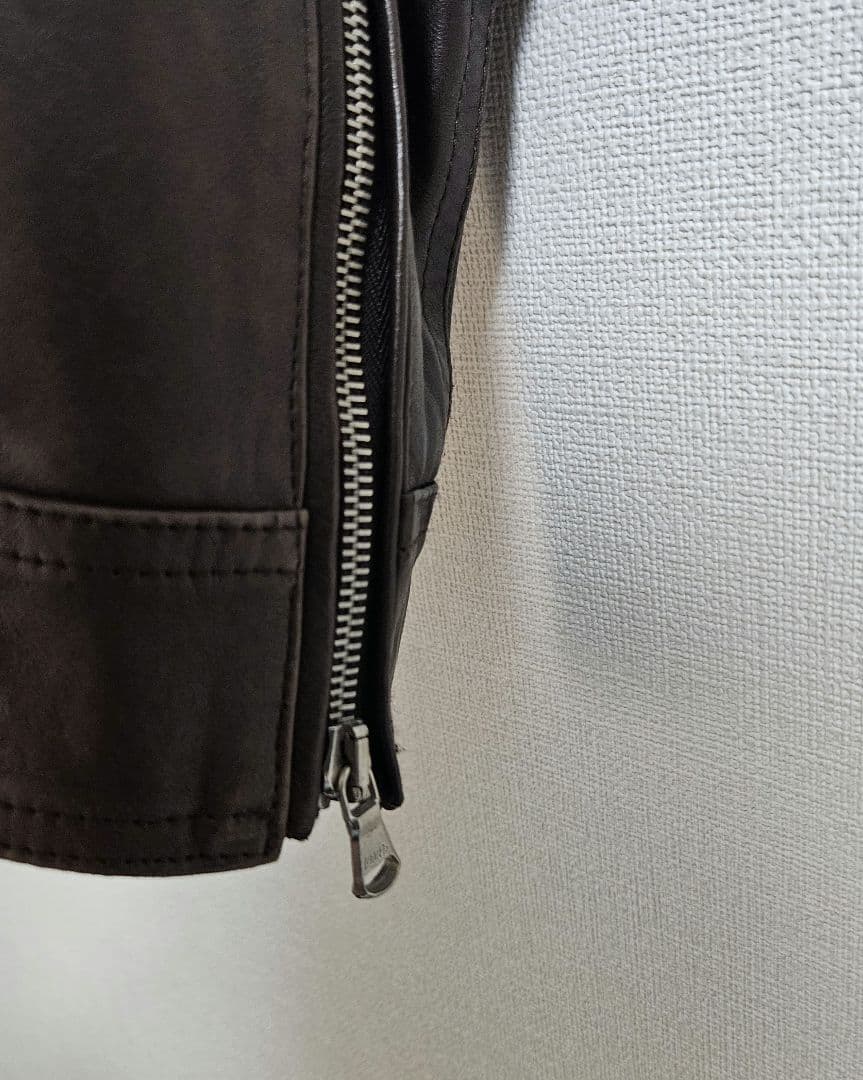 【サイズ44】EMMETI JURI ブラウンレザーシングルライダースジャケット