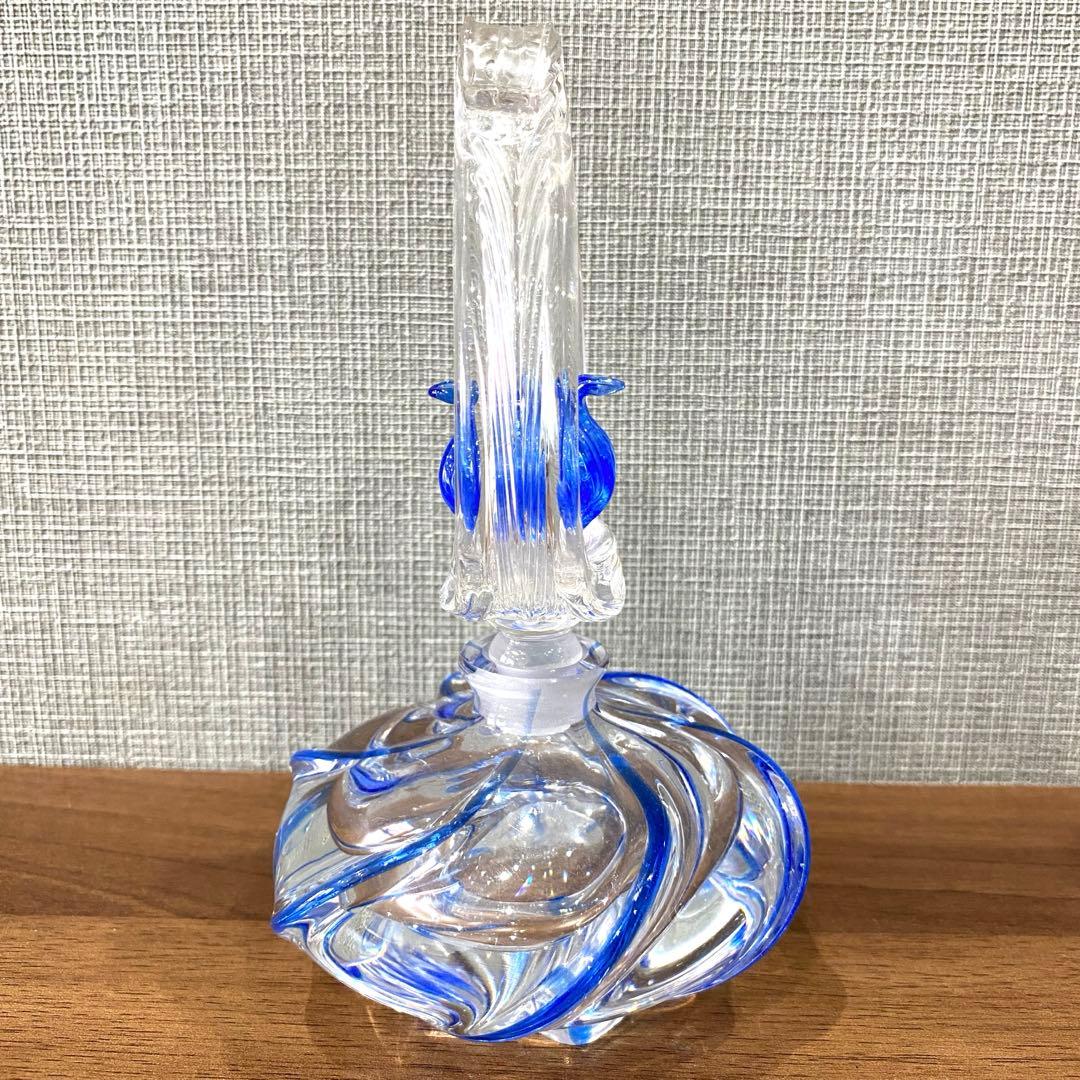 【香水瓶】ガラス香水ボトル　青　クリアガラス