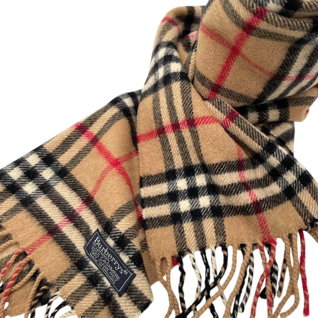 Burberry 100%カシミヤ ノバチェック チェックマフラー ベージュ