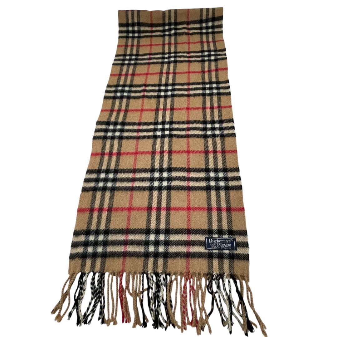 Burberry 100%カシミヤ ノバチェック チェックマフラー ベージュ