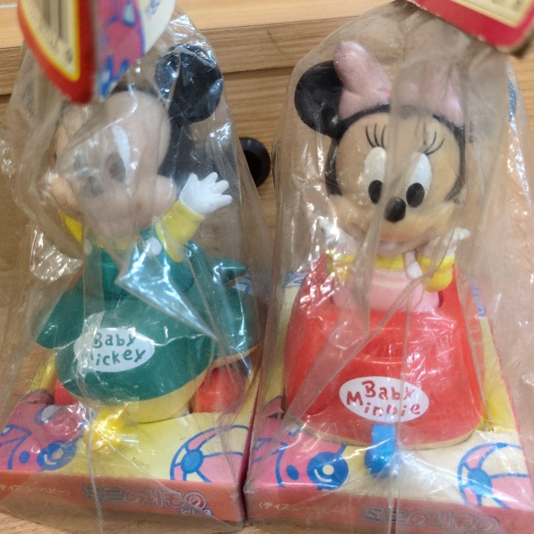 disney babyミッキー ミニー プルバックカー　ソフビフィギュアセット