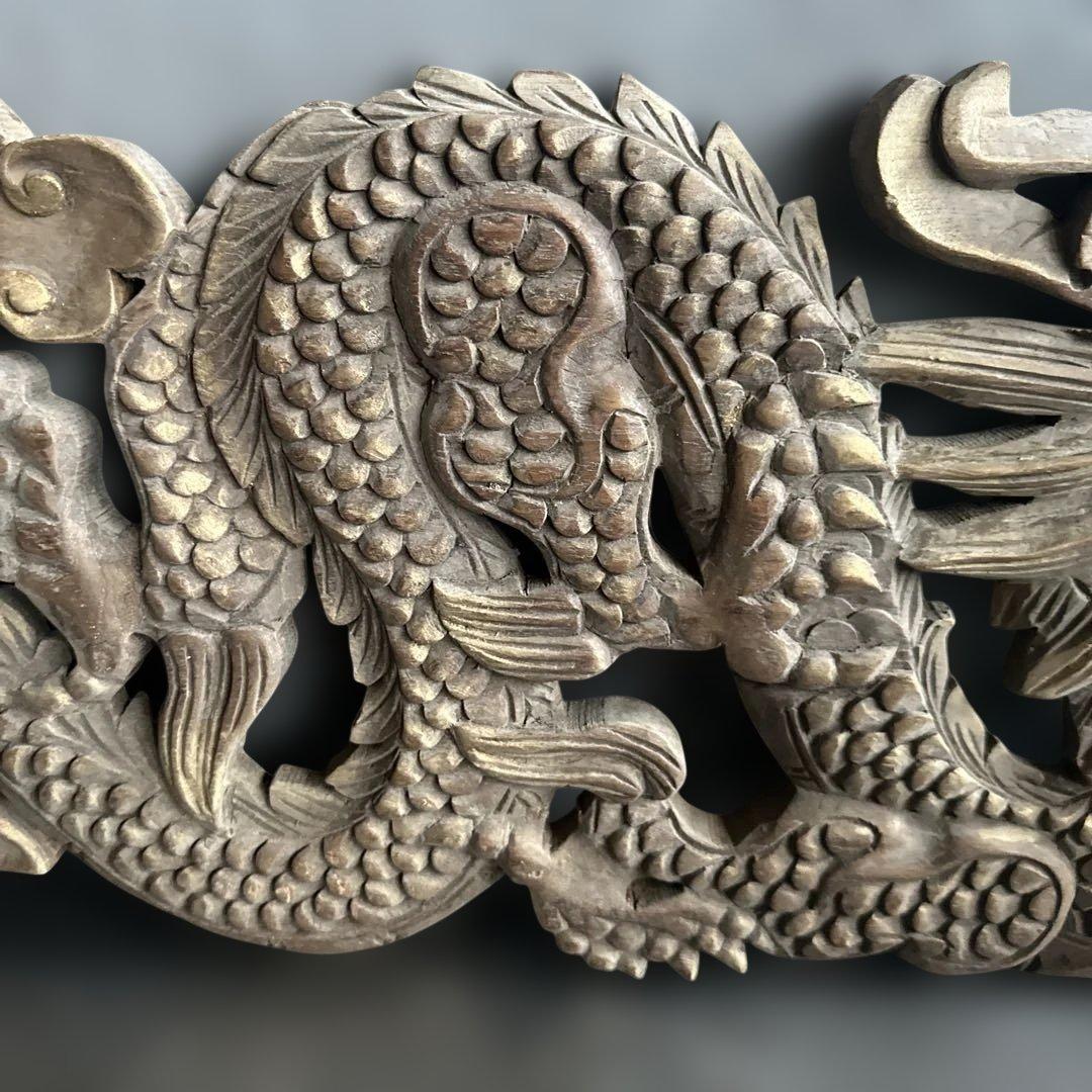 瞬間的お値下げ‼️ヴィンテージ　木製龍ドラゴン彫刻