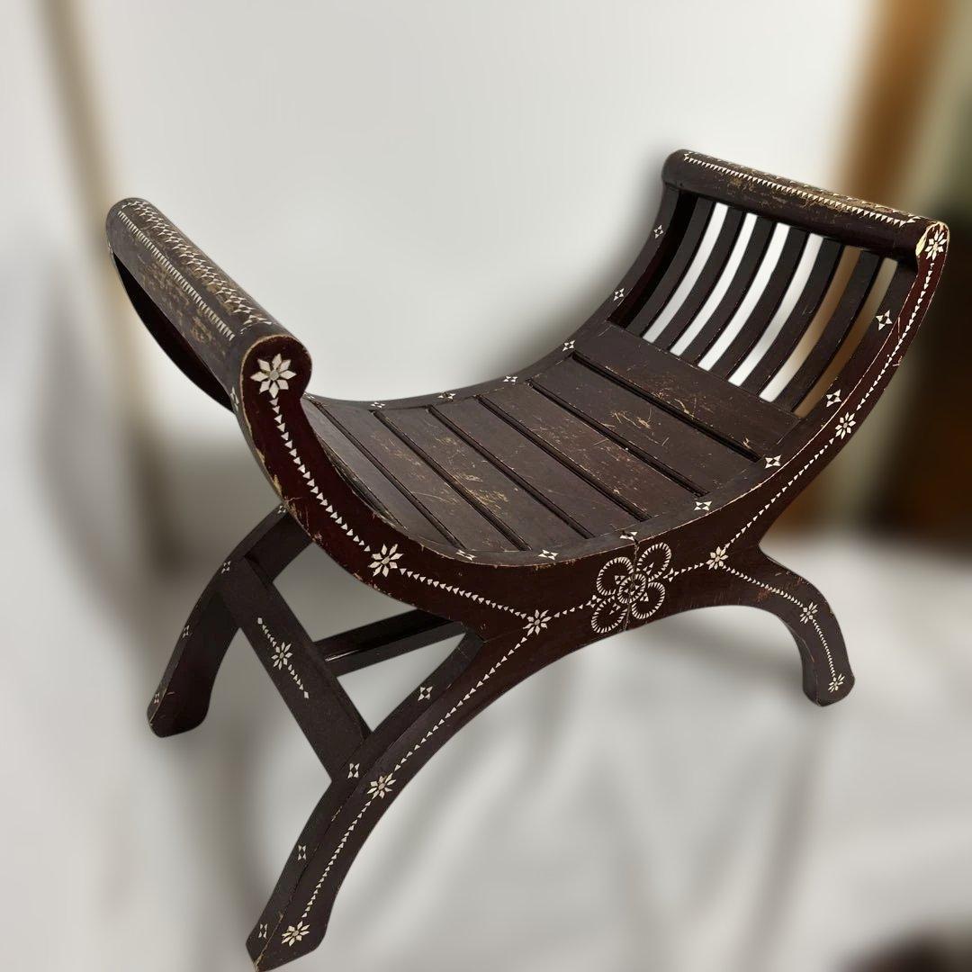 カルティニベンチ　クラブチェア　螺鈿　ロビーチェア　木製椅子