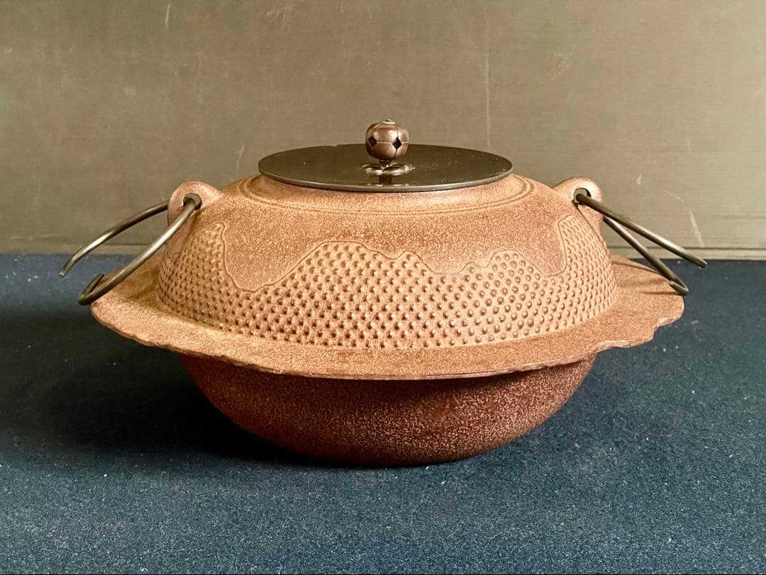 割引❣️【未使用 美品】「母」遠山霰地紋 透木釜 浄清 釜鐶 透木 (18F①)