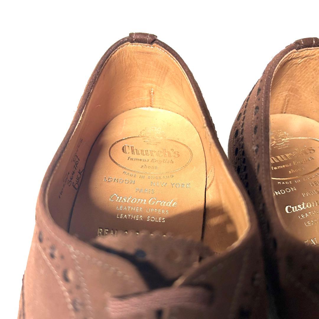【デッドストック】チャーチ スエードウイングチップ バックUK7 1/2