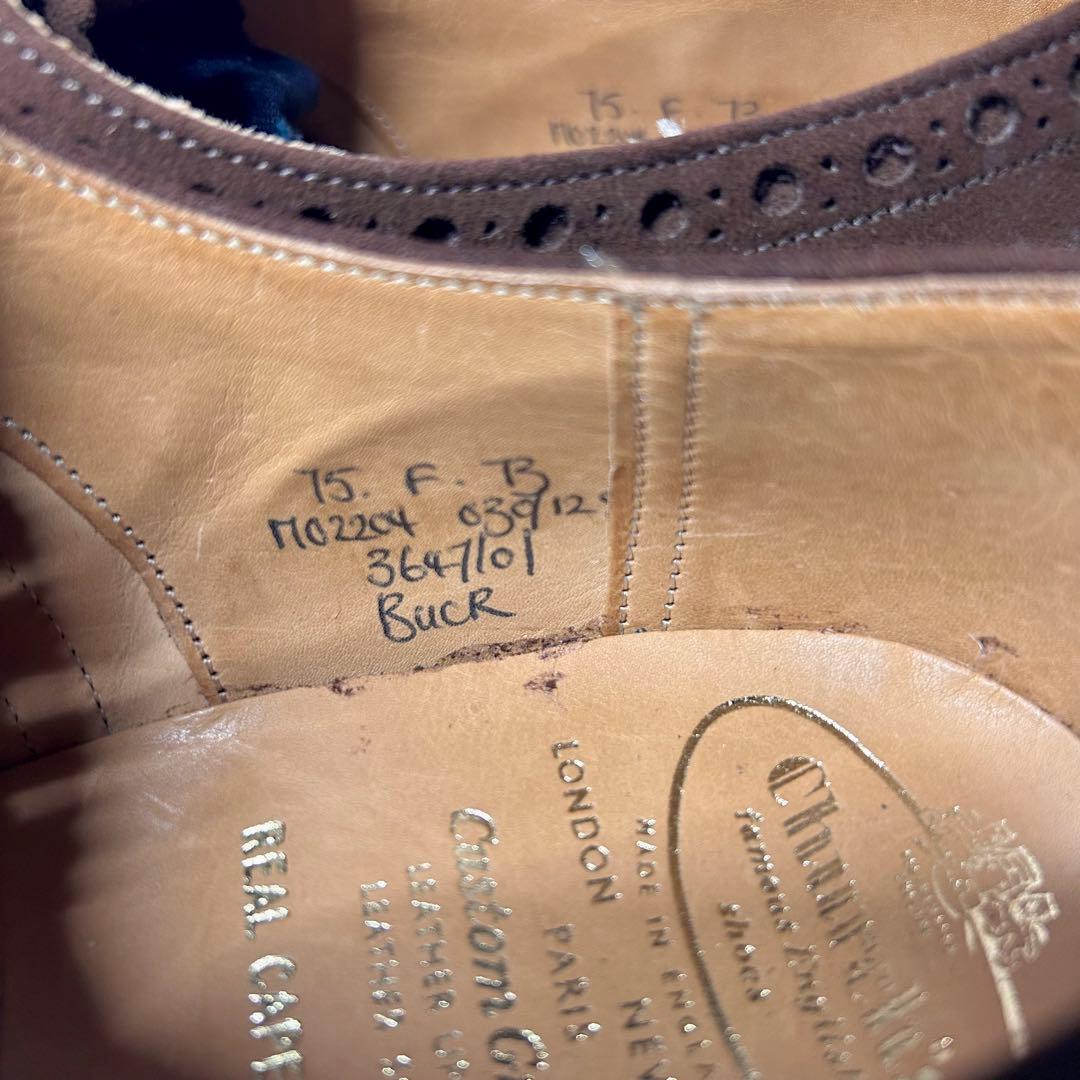 【デッドストック】チャーチ スエードウイングチップ バックUK7 1/2