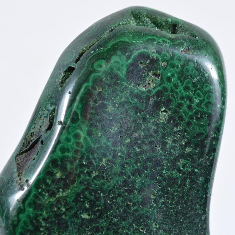 天然石　鑑賞石　孔雀石　マラカイト　置物　重さ約362g　唐木台　D　R4652