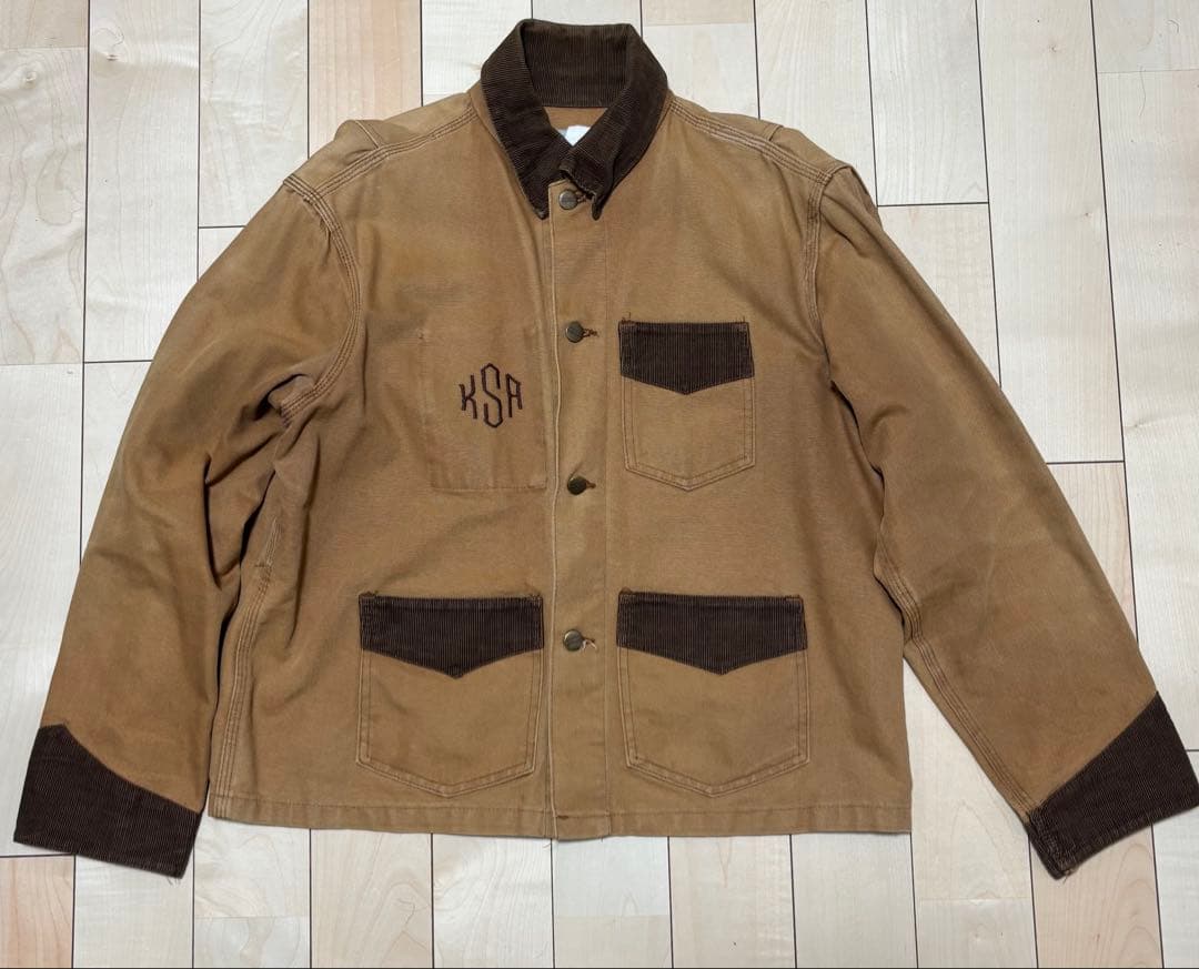 Carhartt 短丈ワークジャケット　コーデュロイ襟・袖　企業ロゴ