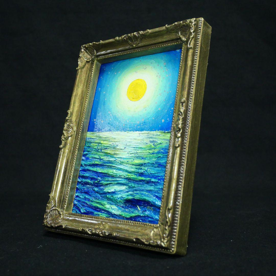油絵 油彩 油彩画 絵 絵画 ミニ絵画【月の海】