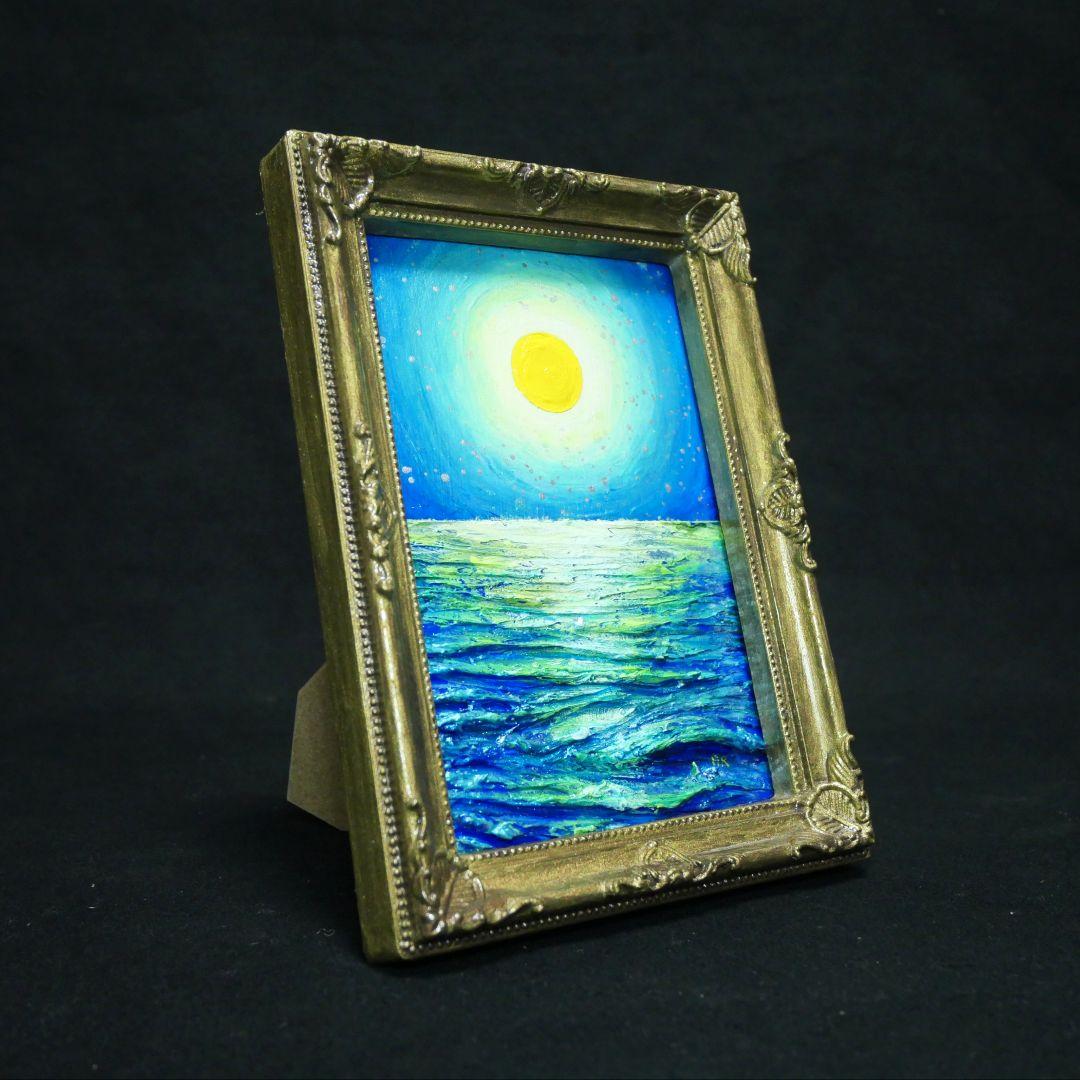 油絵 油彩 油彩画 絵 絵画 ミニ絵画【月の海】