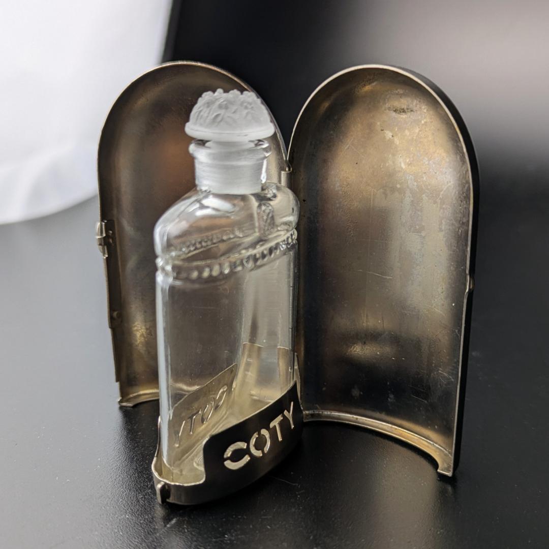 希少★仏COTY アールデコ期 携帯用香水瓶 メタルケース ラリック 1920s