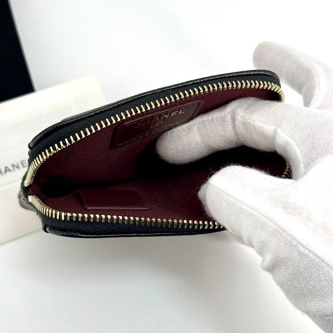 新品 CHANEL ジップ カード ケース キャビアスキン ブラック 黒