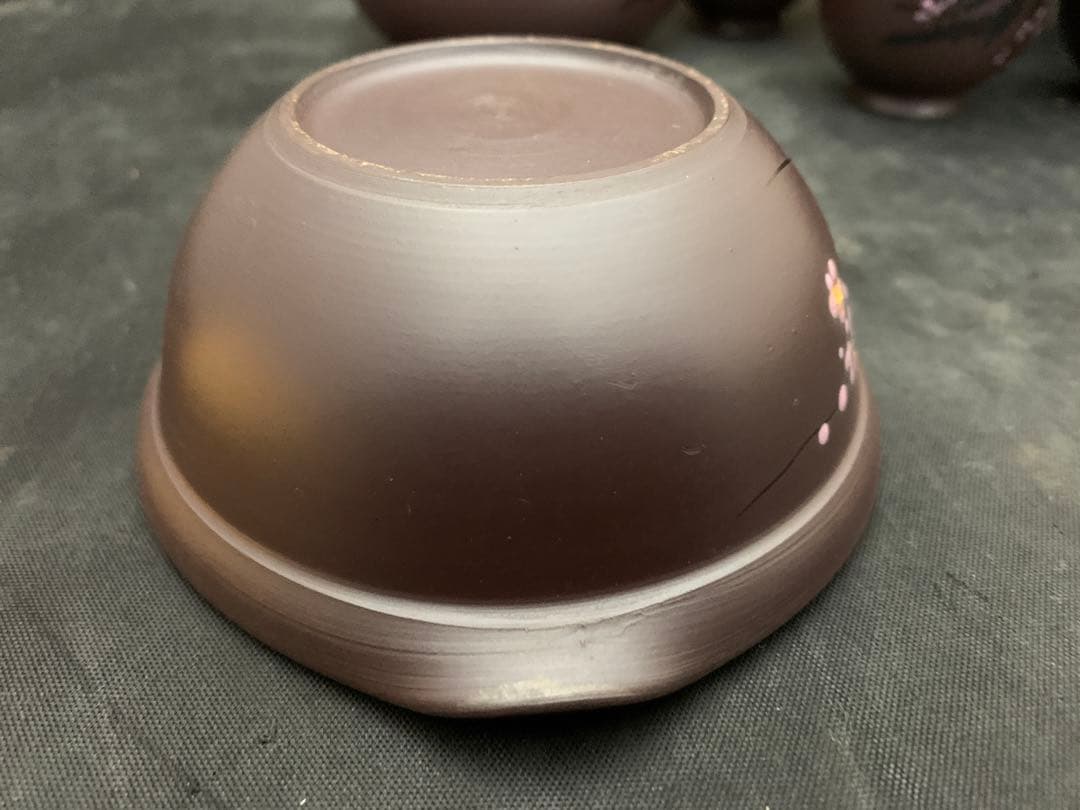 萬古焼 煎茶器　榮峰窯　勇山 作　急須　湯冷　湯呑5客