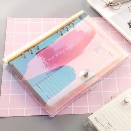 シール帳　虹色透明　A6　オーロラ　20枚の白剥離紙付き