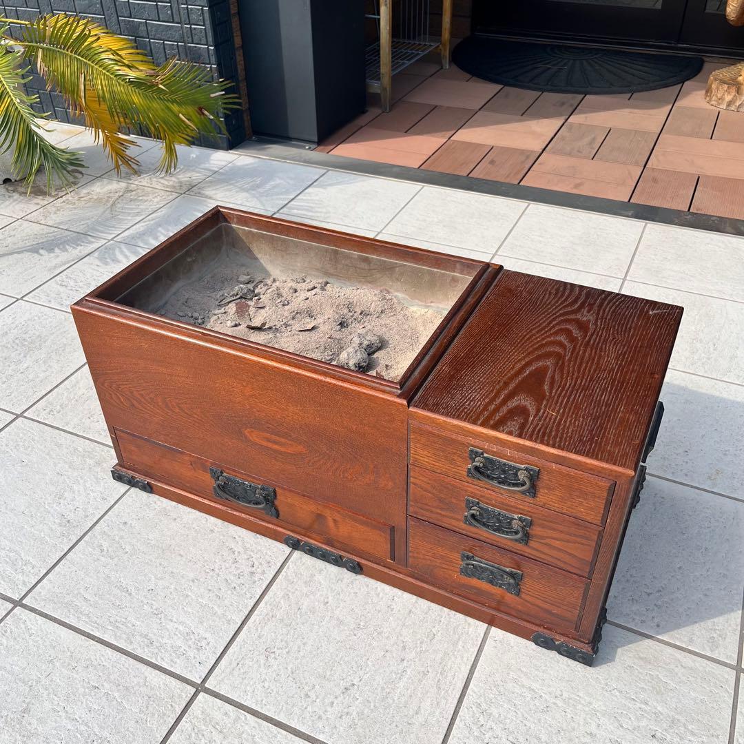 囲炉裏テーブル 座卓 引出し付き 火鉢 ローテーブル 手あぶり 暖炉 和家具